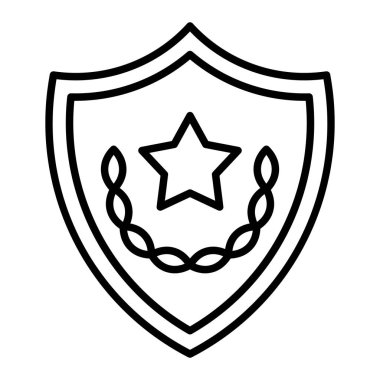 Kalkan Simgesi, Basit Siyah ve Beyaz Vektör İllüstrasyonu