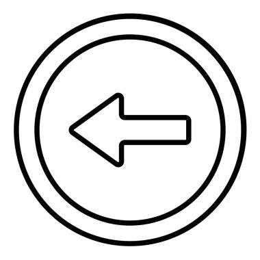 ok sol çizgi simgesi, basit siyah ve beyaz vektör illüstrasyonu