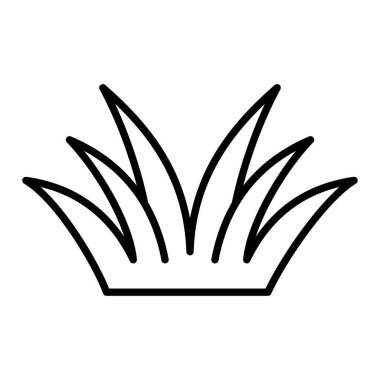 Çim Simgesi, Basit Siyah ve Beyaz Vektör İllüstrasyonu