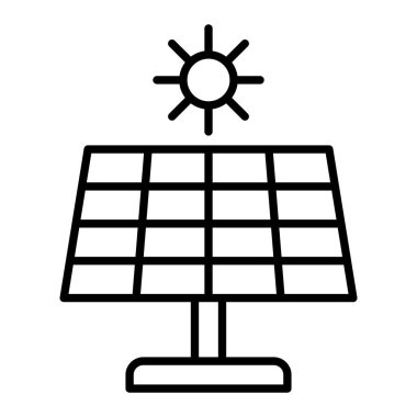 Güneş Simgesi, Basit Siyah ve Beyaz Vektör İllüstrasyonu