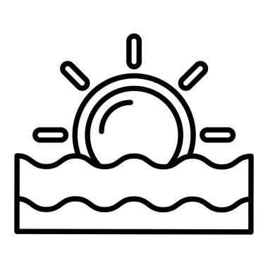 Yükseltilmiş Yatay Çizgi simgesi, Basit Siyah ve Beyaz Vektör İllüstrasyonu