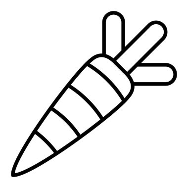 Havuç Simgesi, Basit Siyah ve Beyaz Vektör İllüstrasyonu