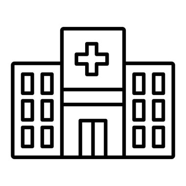 Dispanser Simgesi, Basit Siyah ve Beyaz Vektör İllüstrasyonu