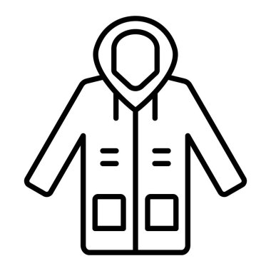 Yağmurluk Simgesi, Basit Siyah ve Beyaz Vektör İllüstrasyonu