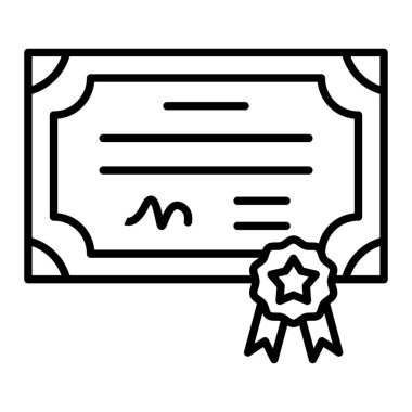 Sertifika Simgesi, Basit Siyah ve Beyaz Vektör İllüstrasyonu