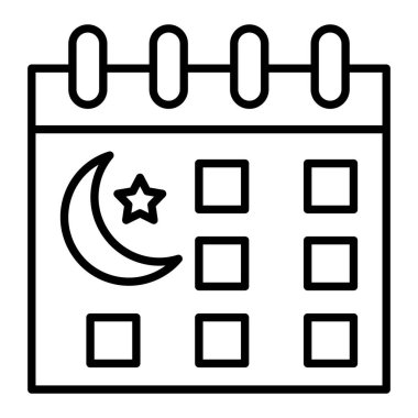 Takvim Simgesi, Basit Siyah ve Beyaz Vektör İllüstrasyonu