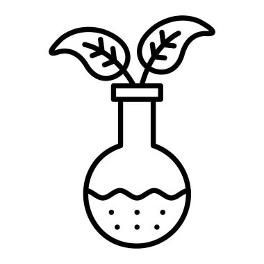 Botanik Simgesi, Basit Siyah ve Beyaz Vektör İllüstrasyonu