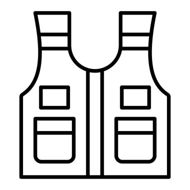 Yelek Simgesi, Basit Siyah ve Beyaz Vektör İllüstrasyonu