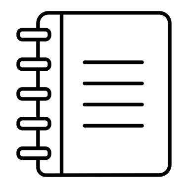 Not Defteri Simgesi, Basit Siyah ve Beyaz Vektör İllüstrasyonu