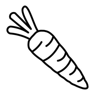 Havuç Simgesi, Basit Siyah ve Beyaz Vektör İllüstrasyonu