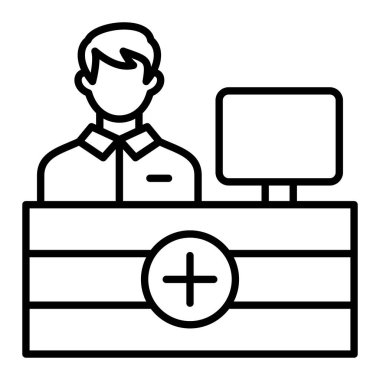 Ön Masa Satırı simgesi, Basit Siyah ve Beyaz Vektör İllüstrasyonu