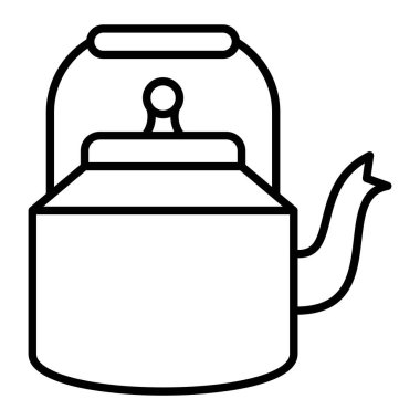 Kettle Simgesi, Basit Siyah ve Beyaz Vektör İllüstrasyonu
