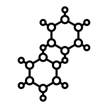 Molekül Simgesi, Basit Siyah ve Beyaz Vektör İllüstrasyonu