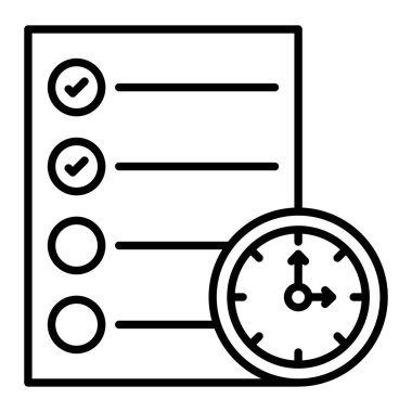 Zaman Sayfası simgesi, Basit Siyah ve Beyaz Vektör İllüstrasyonu