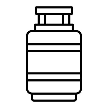 Gaz Silindiri çizgi simgesi, Basit Siyah ve Beyaz Vektör İllüstrasyonu