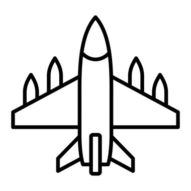 Jet Simgesi, Basit Siyah ve Beyaz Vektör İllüstrasyonu