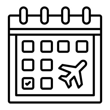 Seyahat çizgisi simgesi, Basit Siyah ve Beyaz Vektör İllüstrasyonu