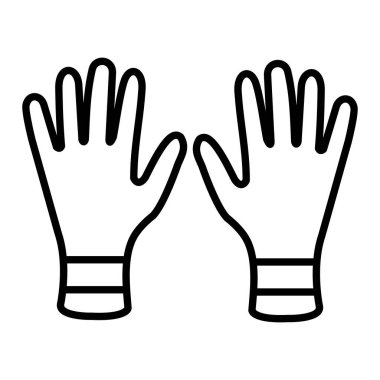 Eldiven Simgesi, Basit Siyah ve Beyaz Vektör İllüstrasyonu