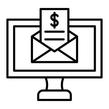 E- posta Simgesi, Basit Siyah ve Beyaz Vektör İllüstrasyonu