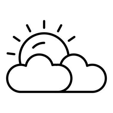 Sunny Achievements çizgi simgesi, Basit Siyah ve Beyaz Vektör İllüstrasyonu