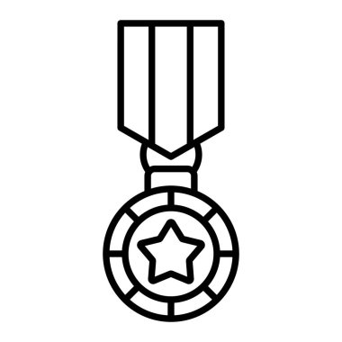 Madalya Simgesi, Basit Siyah ve Beyaz Vektör İllüstrasyonu