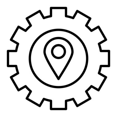 Konum Simgesi, Basit Siyah ve Beyaz Vektör İllüstrasyonu Ayarlanıyor