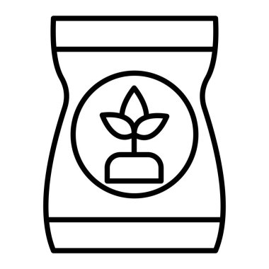 Gübre Simgesi, Basit Siyah ve Beyaz Vektör İllüstrasyonu