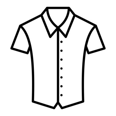 Gömlek Simgesi, Basit Siyah ve Beyaz Vektör İllüstrasyonu