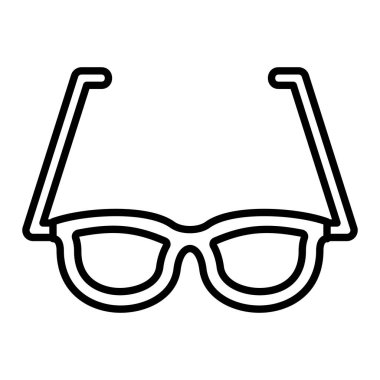 Gözlük Simgesi, Basit Siyah ve Beyaz Vektör İllüstrasyonu