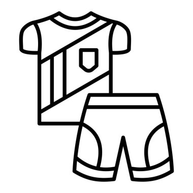 Futbol Üniforması Simgesi, Basit Siyah ve Beyaz Vektör İllüstrasyonu