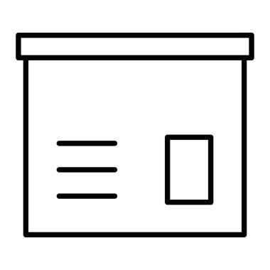 Kutu Simgesi, Basit Siyah ve Beyaz Vektör İllüstrasyonu