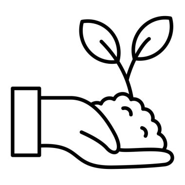 Bitki Simgesi, Basit Siyah ve Beyaz Vektör İllüstrasyonu