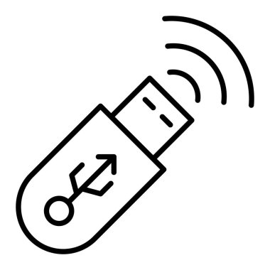 Wifi Dongle Simgesi, Basit Siyah ve Beyaz Vektör İllüstrasyonu