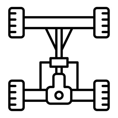 Chassis Simgesi, Basit Siyah ve Beyaz Vektör İllüstrasyonu