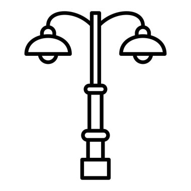 Sokak Işığı Simgesi, Basit Siyah ve Beyaz Vektör İllüstrasyonu