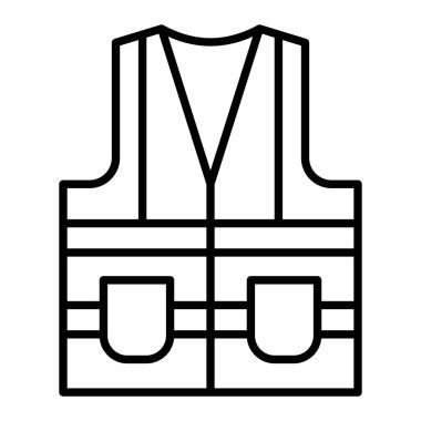 Koruyucu Yelek Simgesi, Basit Siyah ve Beyaz Vektör İllüstrasyonu