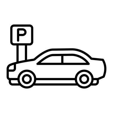 Park Simgesi, Basit Siyah ve Beyaz Vektör İllüstrasyonu