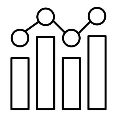 Gelir Grafiği Simgesi, Basit Siyah ve Beyaz Vektör İllüstrasyonu