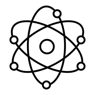 Atom Enerjisi Simgesi, Basit Siyah ve Beyaz Vektör İllüstrasyonu