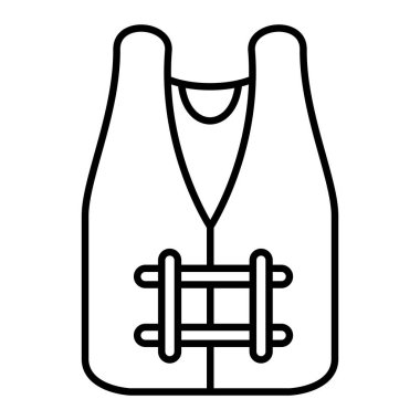 Life Vest Simgesi, Basit Siyah ve Beyaz Vektör İllüstrasyonu