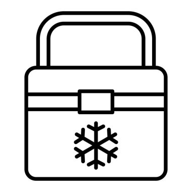 Buz Kutusu Simgesi, Basit Siyah ve Beyaz Vektör İllüstrasyonu