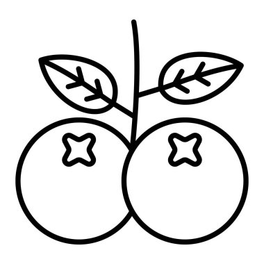 Kızılcık Simgesi, Basit Siyah ve Beyaz Vektör İllüstrasyonu