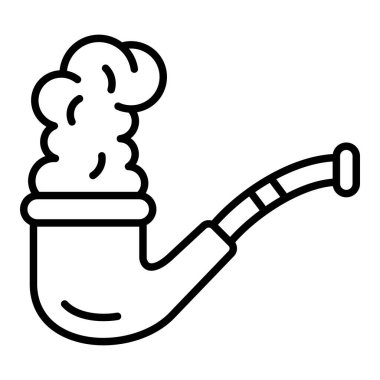 Sigara İçen Boru Hattı simgesi, Basit Siyah ve Beyaz Vektör İllüstrasyonu