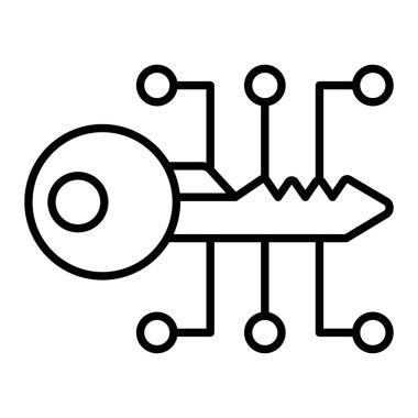 Anahtar Şifre Çözücü Simgesi, Basit Siyah ve Beyaz Vektör İllüstrasyonu