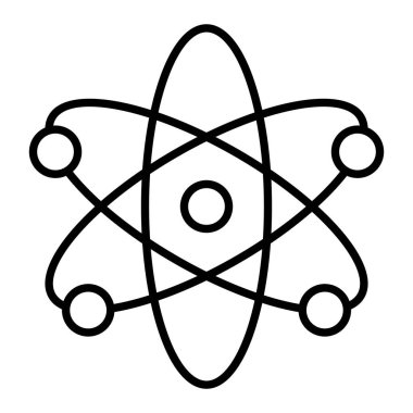 Atom Simgesi, Basit Siyah ve Beyaz Vektör İllüstrasyonu