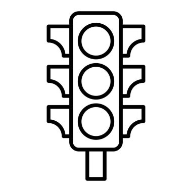 Trafik Işığı Simgesi, Basit Siyah ve Beyaz Vektör İllüstrasyonu