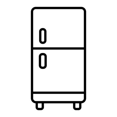 Buzdolabı Simgesi, Basit Siyah ve Beyaz Vektör İllüstrasyonu