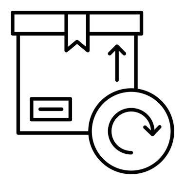 Paket İade Satırı simgesi, Basit Siyah ve Beyaz Vektör İllüstrasyonu