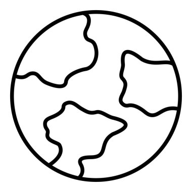 Dünya çizgisi simgesi, Basit Siyah ve Beyaz Vektör İllüstrasyonu