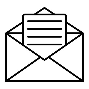 Gelen Kutusu Simgesi, Basit Siyah ve Beyaz Vektör İllüstrasyonu